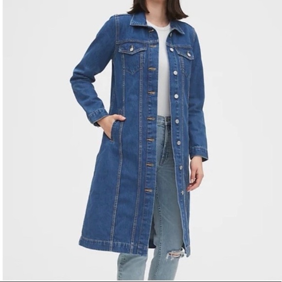 GAP Denim Long Jacket - Picture 1 of 3